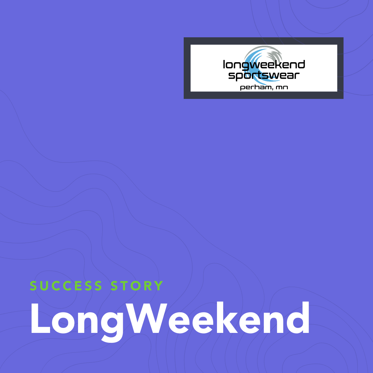 purple graphic for longweekend sportswear client success story