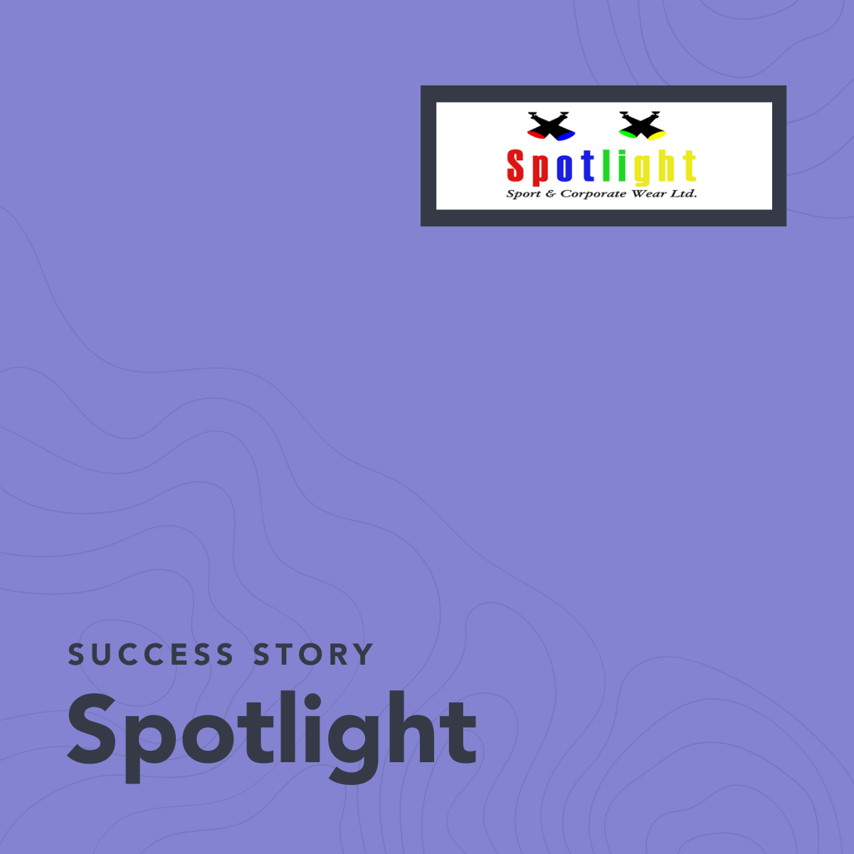 purple graphic for spotlight sport & corporate wear success story