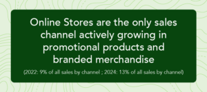online stores are the only sales channel actively growing in ppd and branded merch