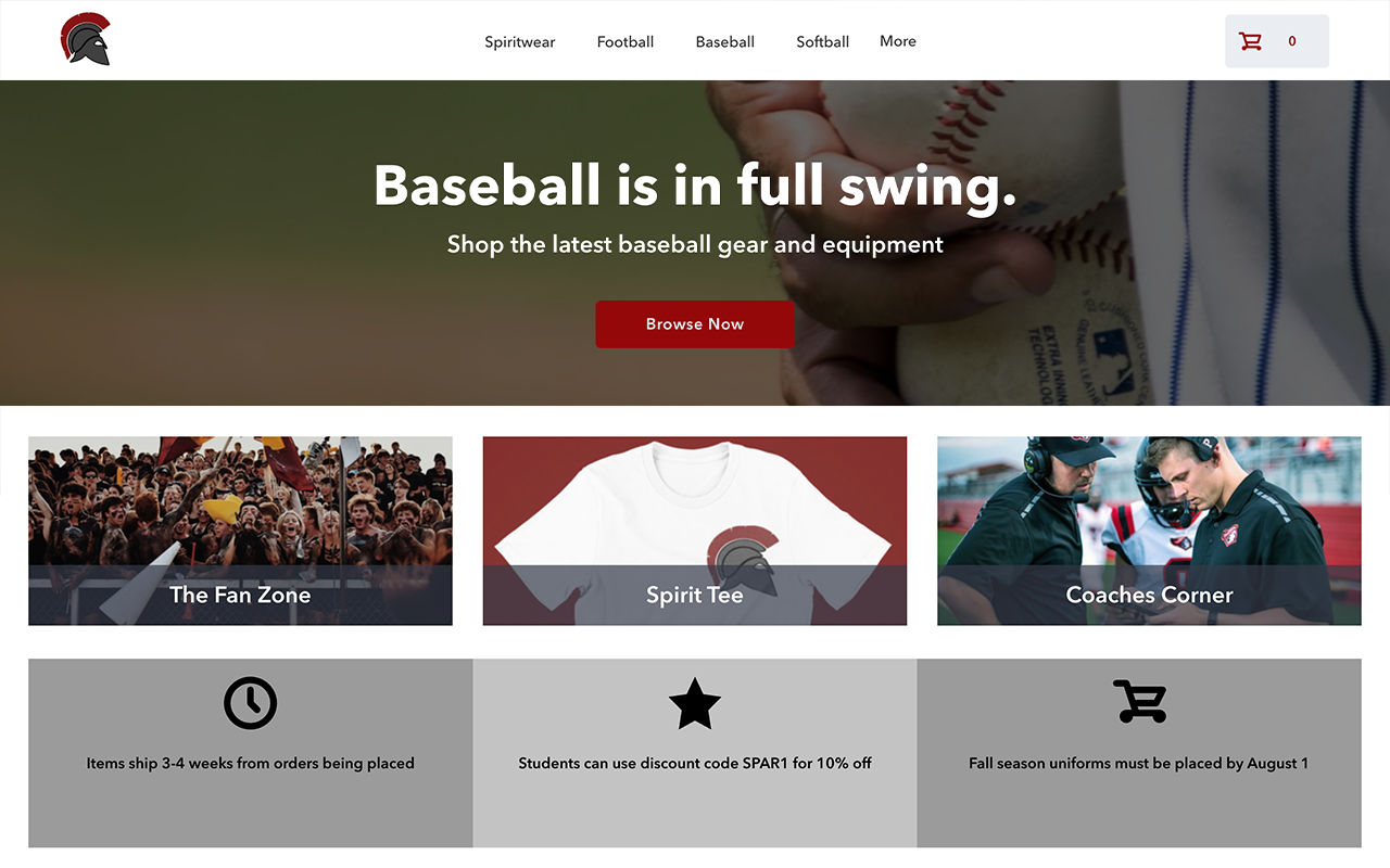 An OMG pop-up online team store for athletes and coaches