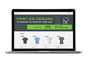 Laptop mockup of print-on-demand store by OMG and STAYLS' Fulfill Engine