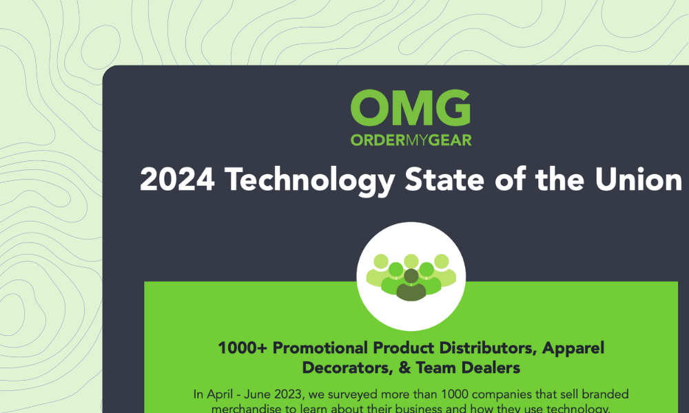 A dark green and bright green cover page for OrderMyGear's 