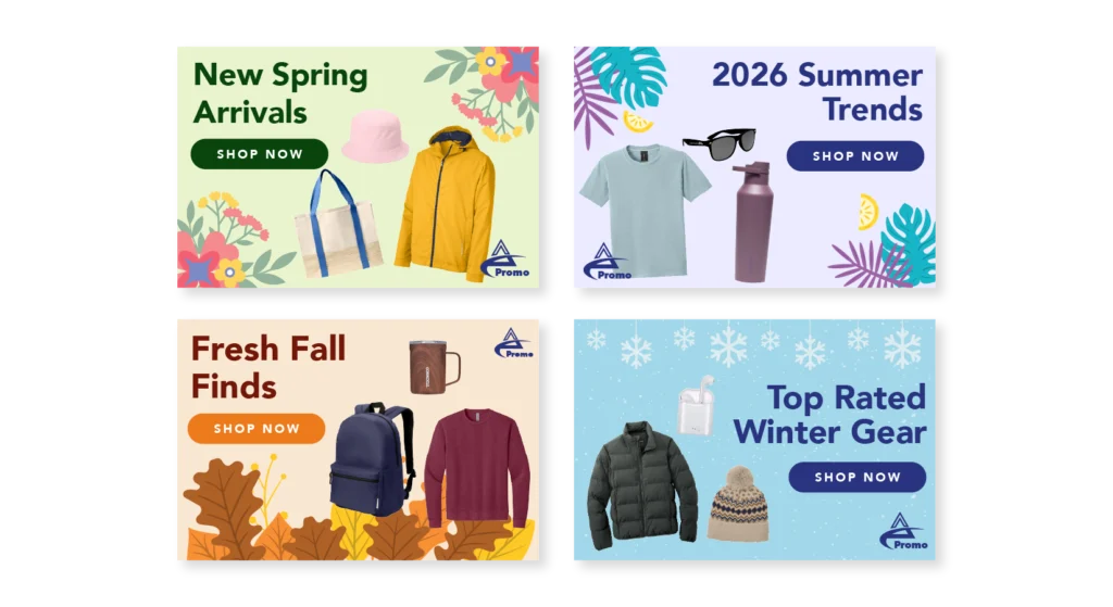 Collection of seasonal digital ads showing creative updates throughout the year.