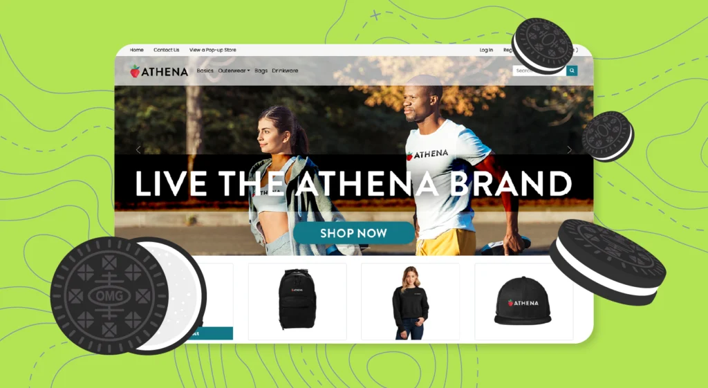The Oreo Effect: 5 Secrets Top Distributors Use for High-Converting Online Stores. Banner features the Athena brand storefront and sandwich cookies with the OMG logo.